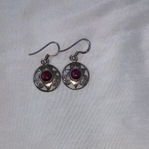 Elegant Silver and Red Earrings